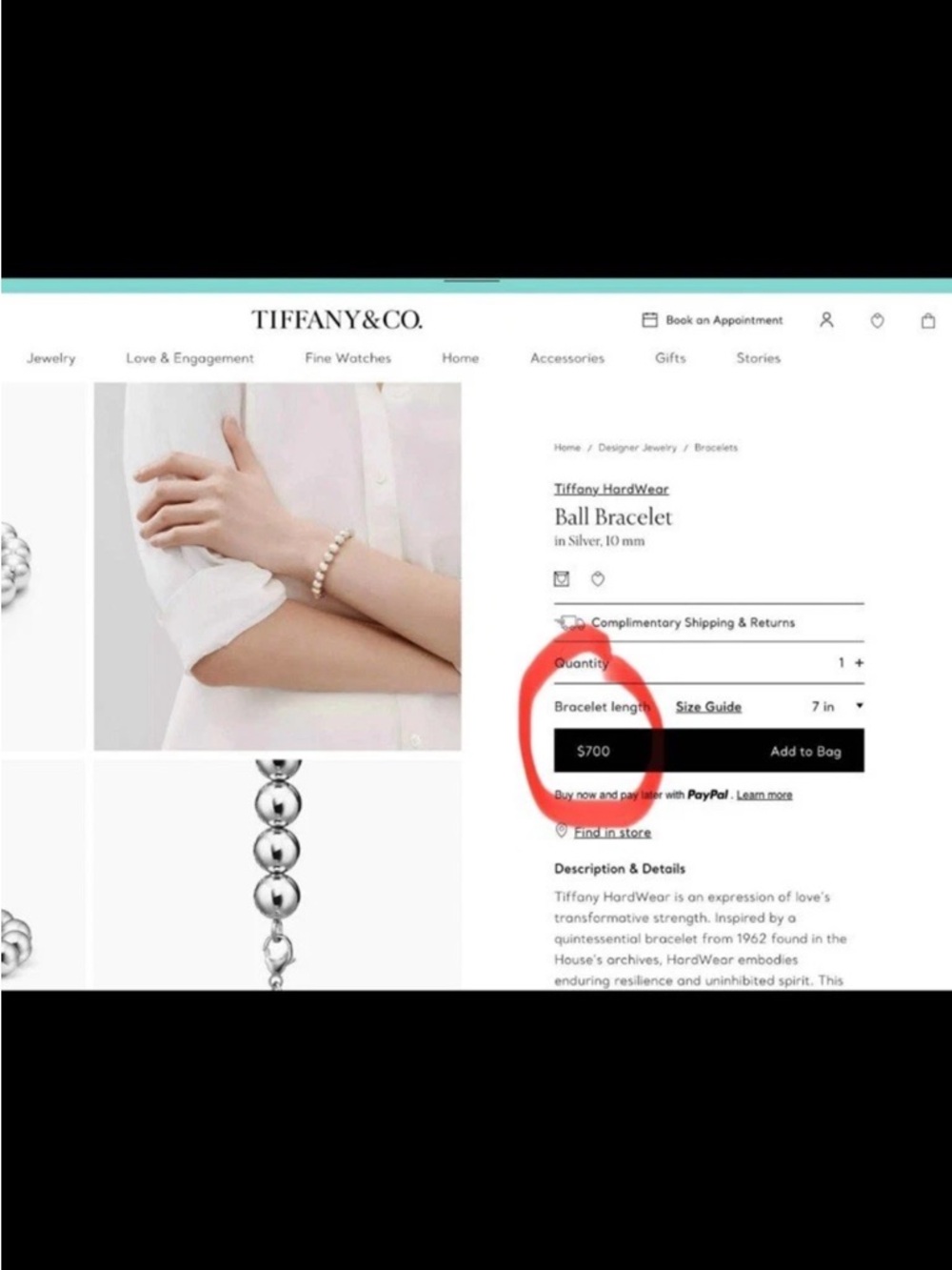 Tiffany & Co Hardwear Ball Bracelet 925 10mm w/Pouch  💯 % Auth  ✨EUC✨7.5” - Picture 7 of 8